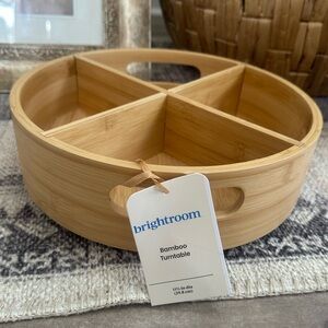 New Brightroom Bamboo 4 Compartment Lazy Susan Turntable with Dividers